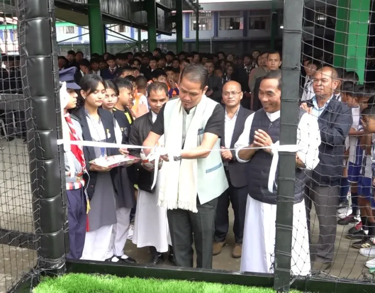 SPORTS MINISTER WAILADMIKI SHYLLA INAUGURATES NEW FUTSAL GROUND AT ST. ANTHONY’S HIGHER SECONDARY SCHOOL, SHILLONG